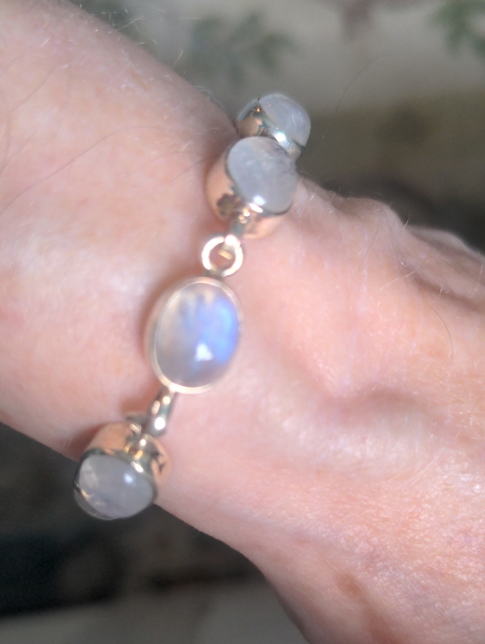 New Sterling Silver Moonstone Bracelet, Adjustable From 6-7 1/2" Dainty - Picture 5 of 6